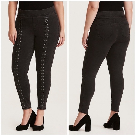 torrid Pants - Torrid Lace Up Jeggings - Grey Wash - Size 3R